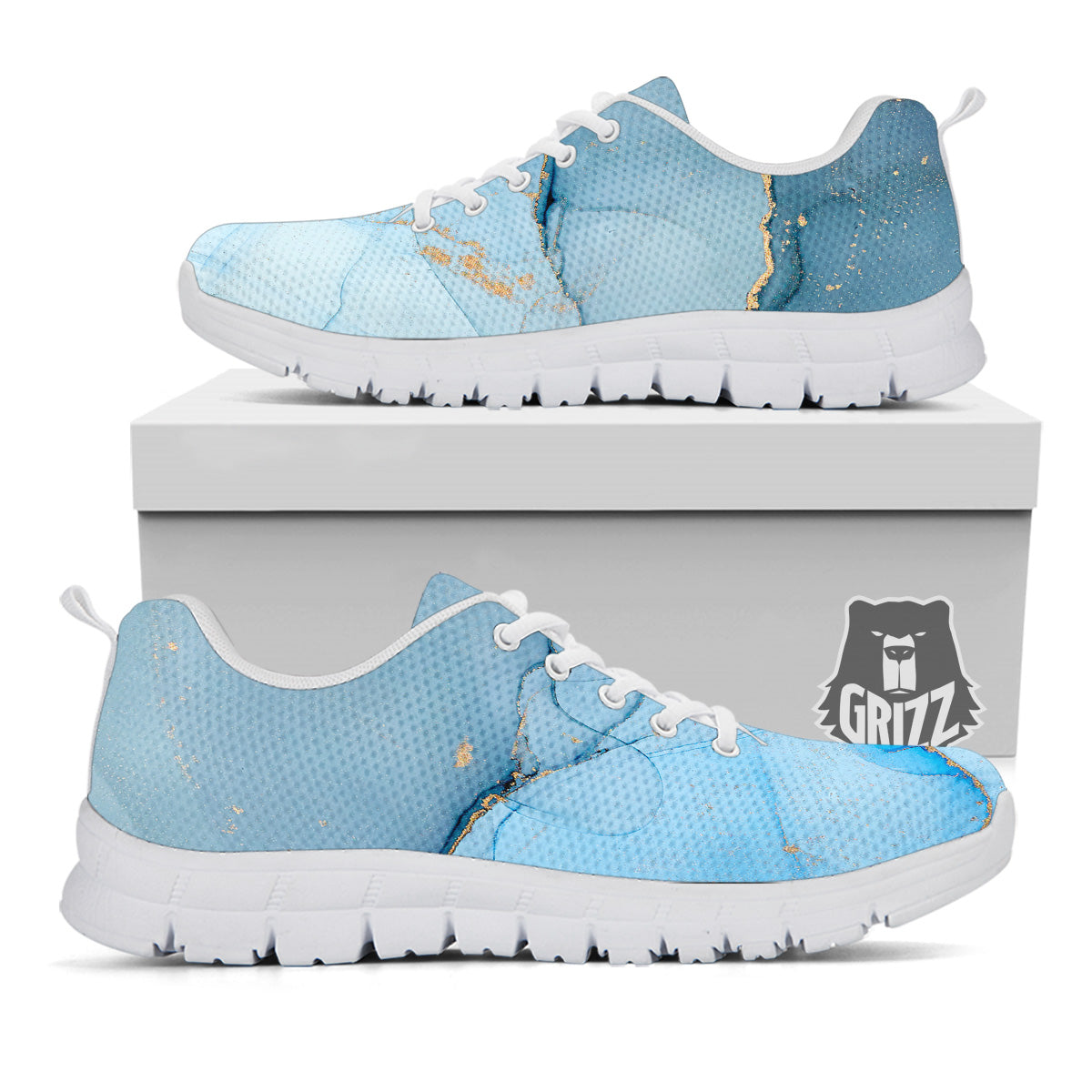 Marble Blue Print White Sneaker-grizzshop