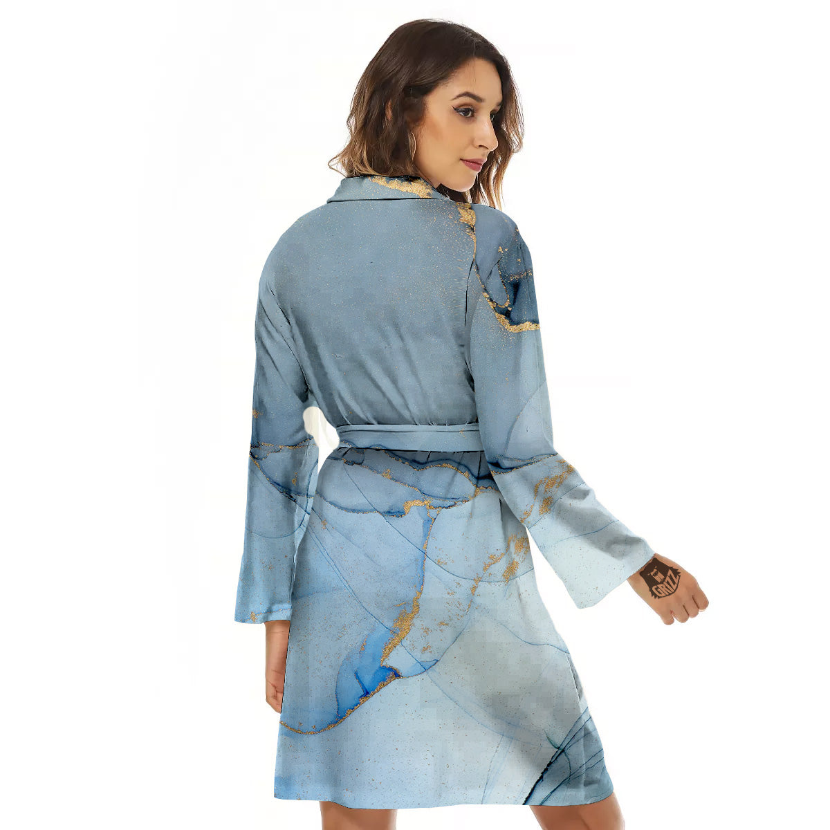 Marble Blue Print Women's Robe-grizzshop