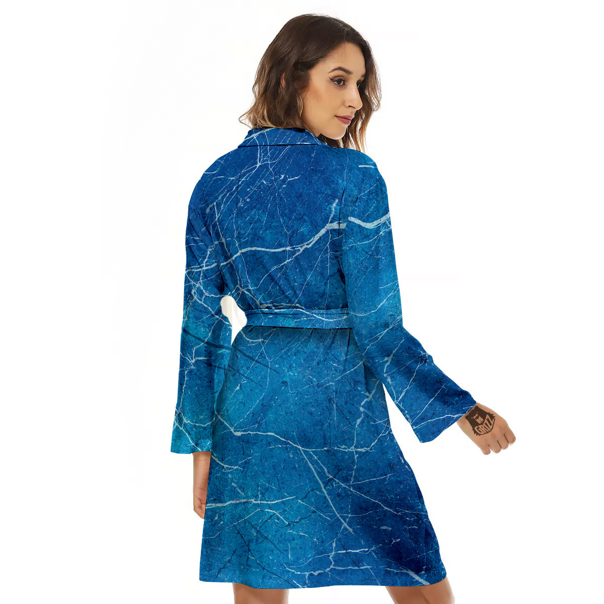 Marble Blue Sapphire Print Women's Robe-grizzshop