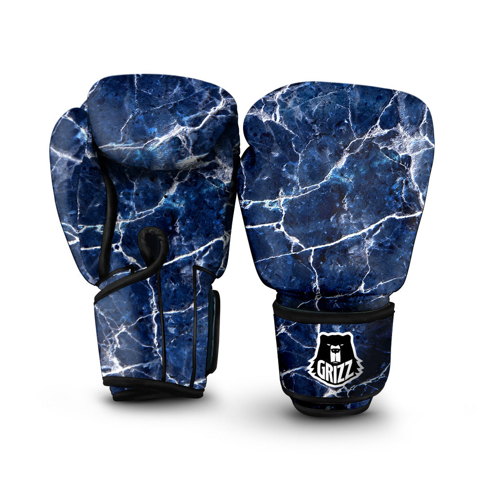 Marble Blue White Print Boxing Gloves-grizzshop