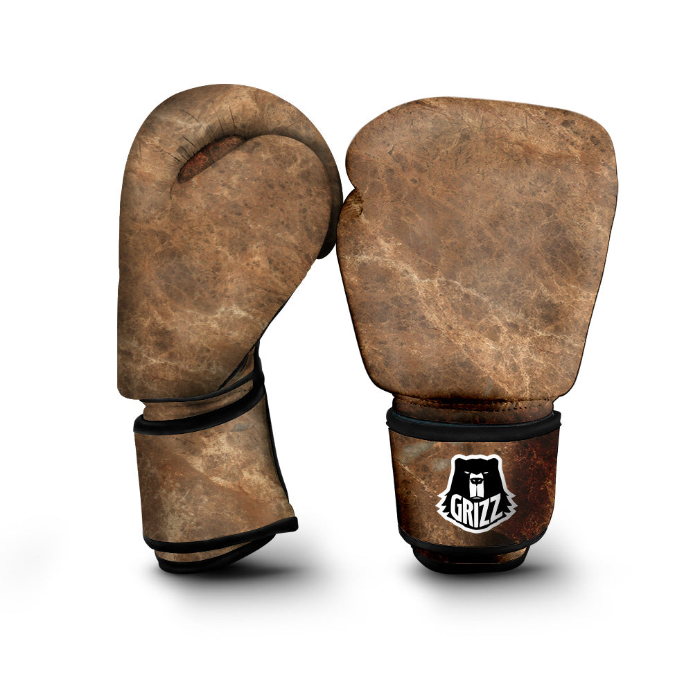 Marble Brown Beige Print Boxing Gloves-grizzshop
