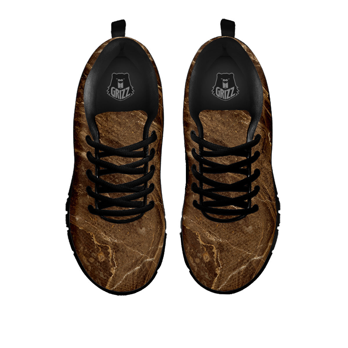 Marble Brown Print Black Sneaker-grizzshop