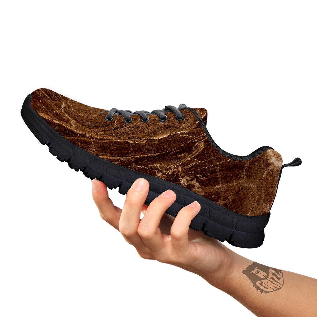 Marble Brown Print Black Sneaker-grizzshop