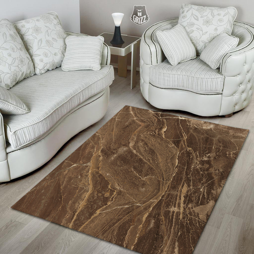 Marble Brown Print Floor Mat-grizzshop