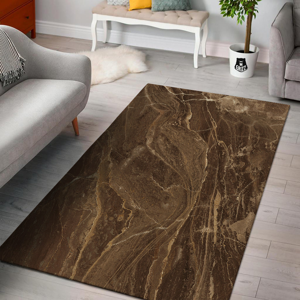Marble Brown Print Floor Mat-grizzshop