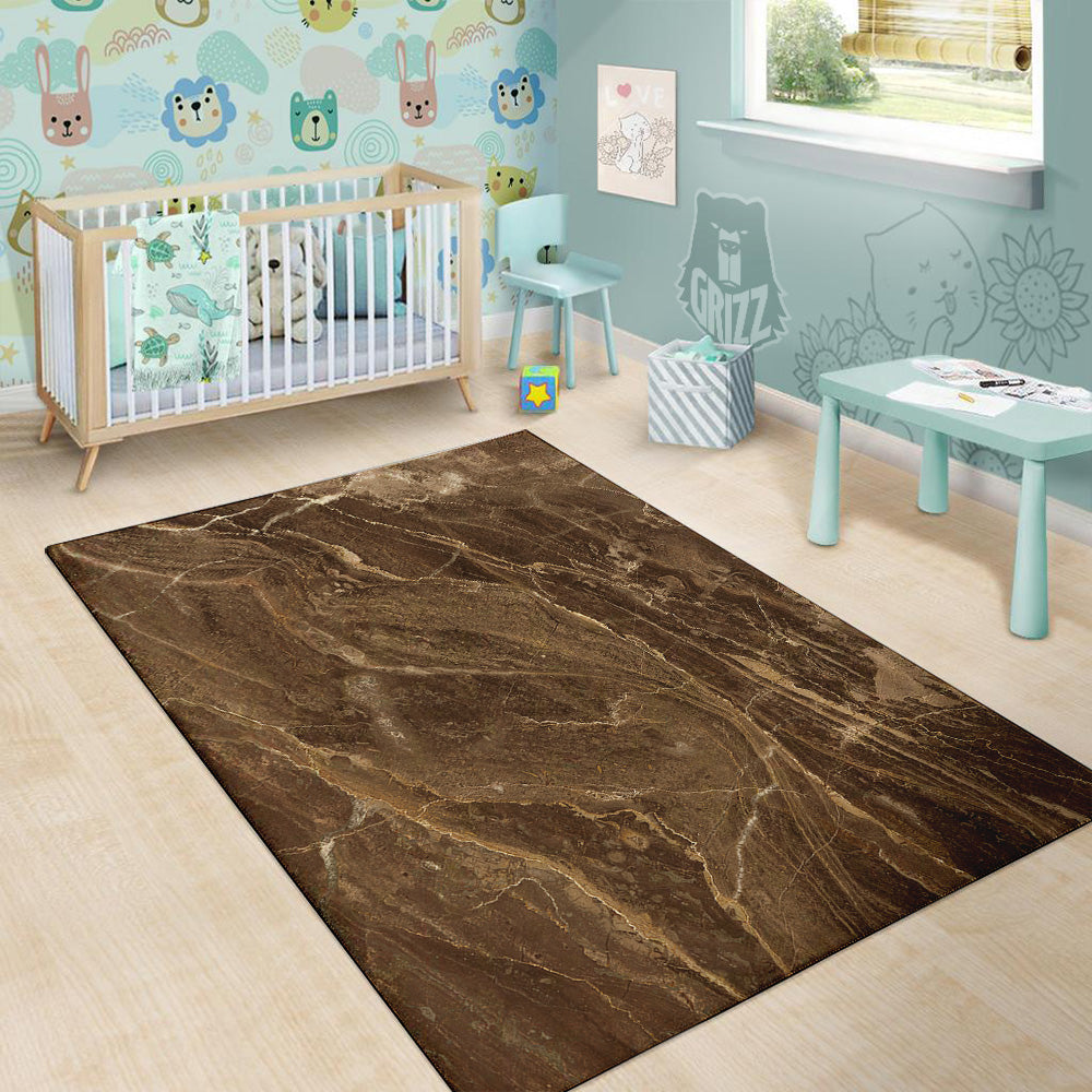 Marble Brown Print Floor Mat-grizzshop