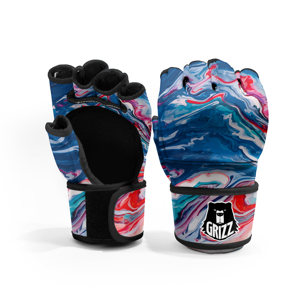 Marble Cartoon Texture Red Blue Print MMA Gloves-grizzshop