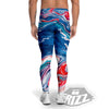 Marble Cartoon Texture Red Blue Print Men's Leggings-grizzshop