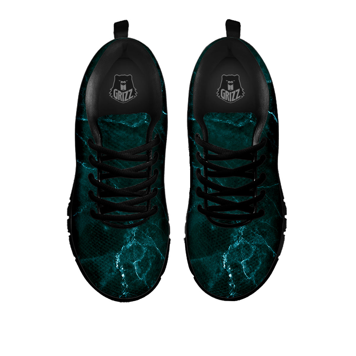 Marble Dark Green Print Black Sneaker-grizzshop