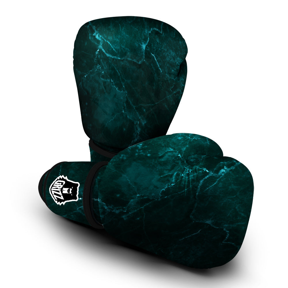 Marble Dark Green Print Boxing Gloves-grizzshop