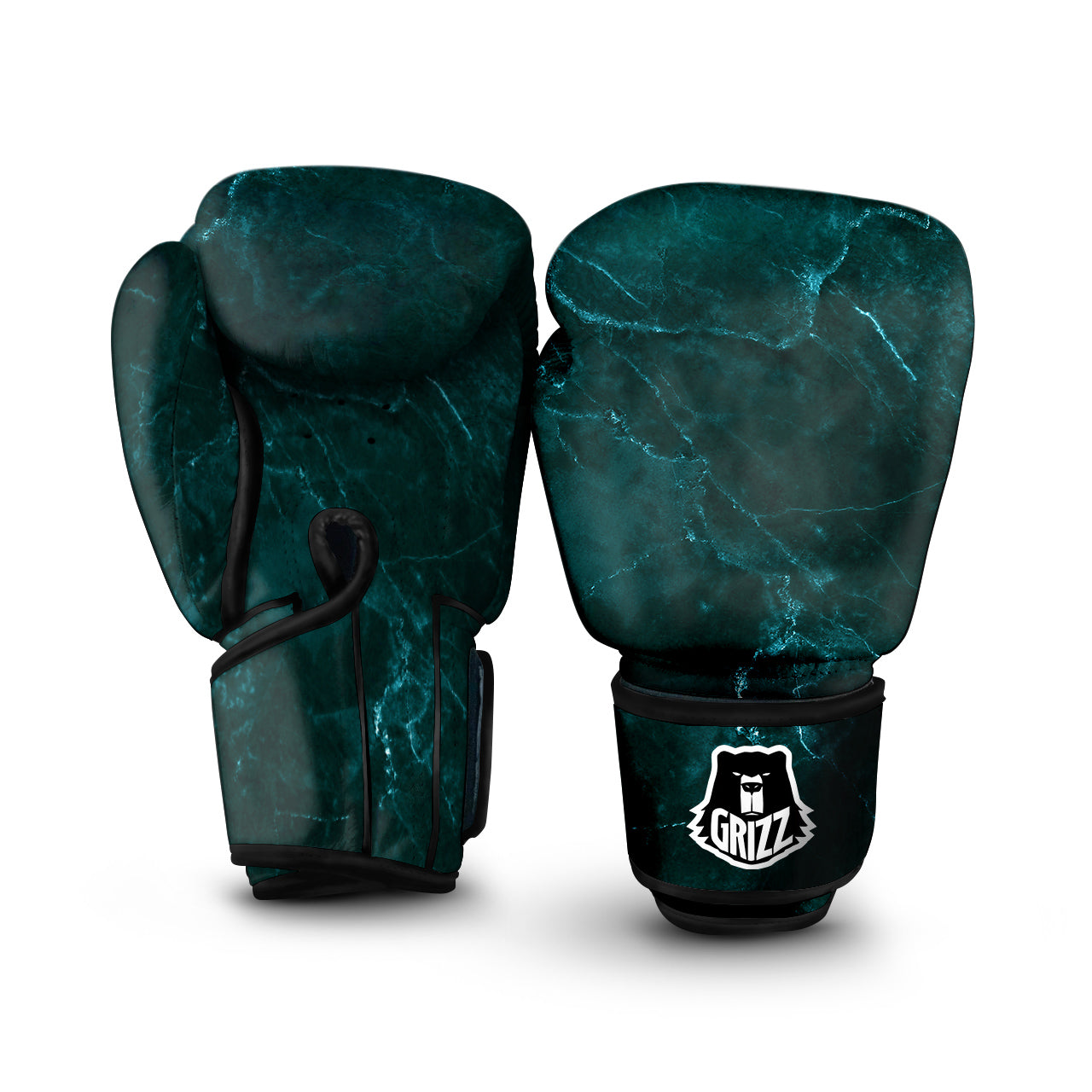 Marble Dark Green Print Boxing Gloves-grizzshop