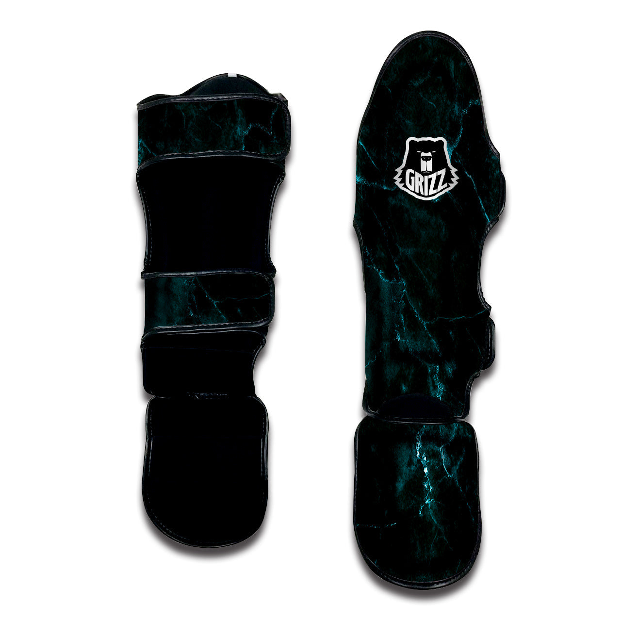 Marble Dark Green Print Muay Thai Shin Guards-grizzshop