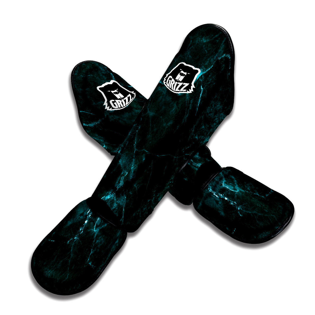 Marble Dark Green Print Muay Thai Shin Guards-grizzshop