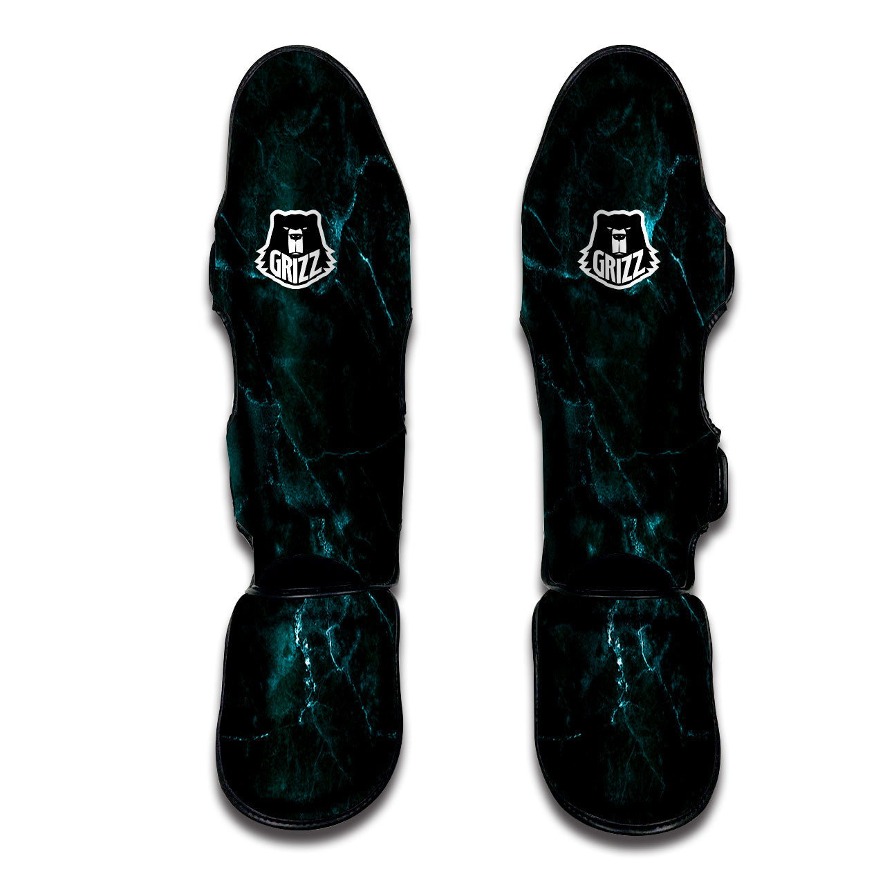 Marble Dark Green Print Muay Thai Shin Guards-grizzshop