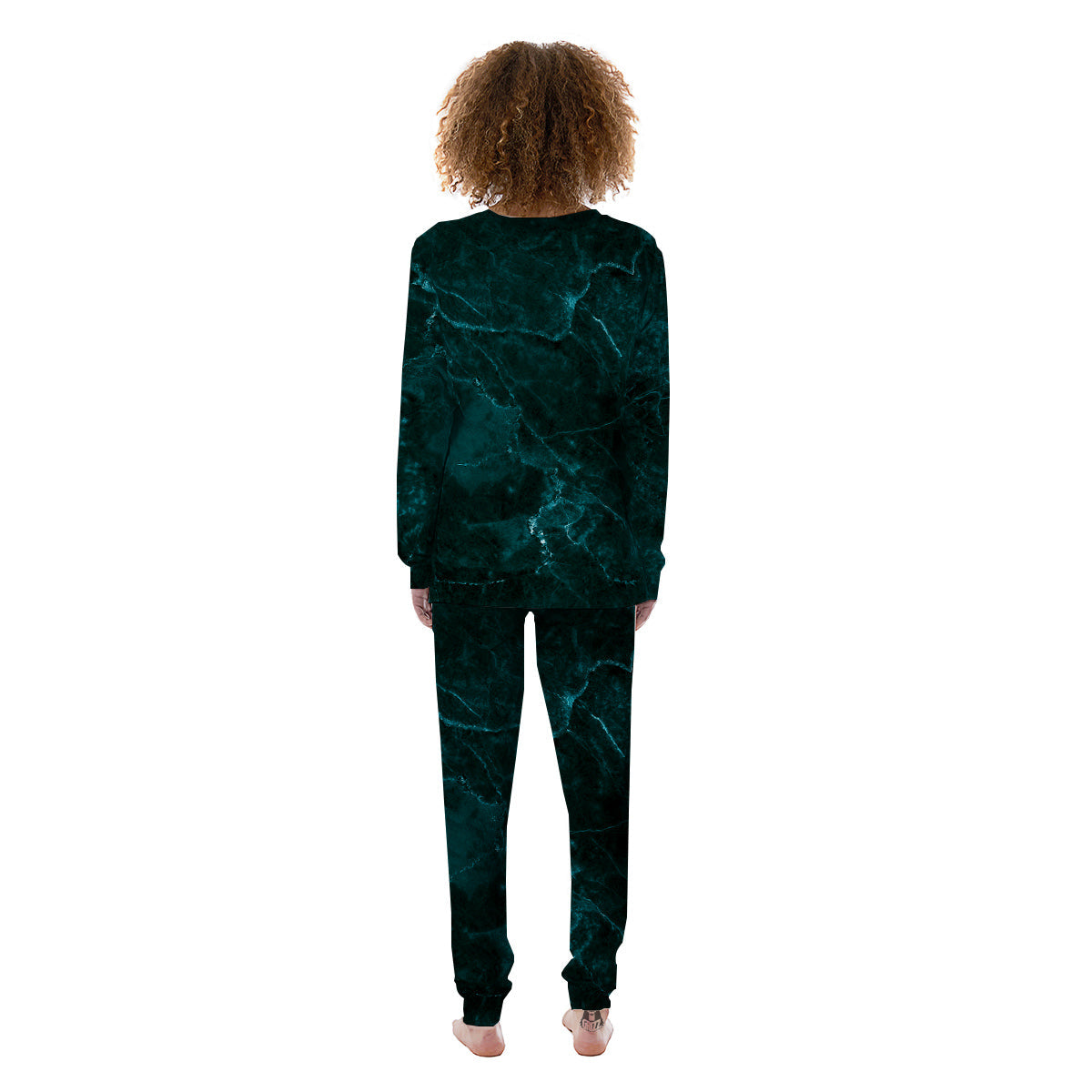 Marble Dark Green Print Women's Pajamas-grizzshop