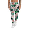 Marble Geometric And Tropical Leaves Print Men's Leggings-grizzshop