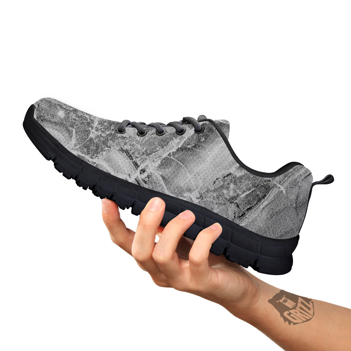 Marble Grey Print Black Sneaker-grizzshop