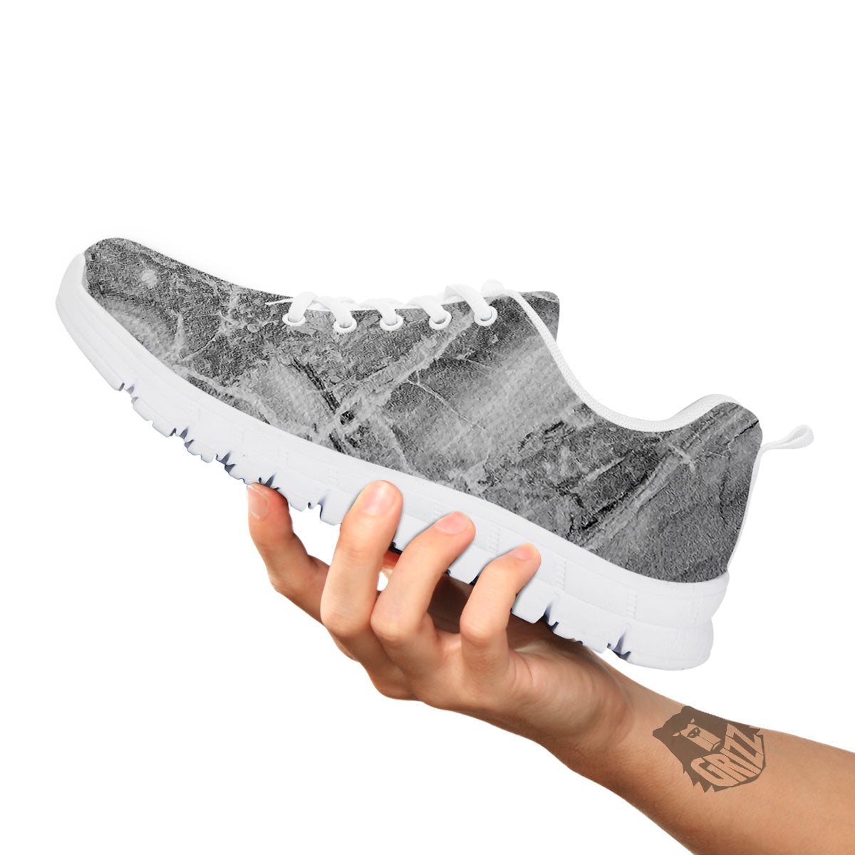 Marble Grey Print White Sneaker-grizzshop