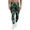 Marble Hexagon Green Tropical Print Pattern Men's Leggings-grizzshop