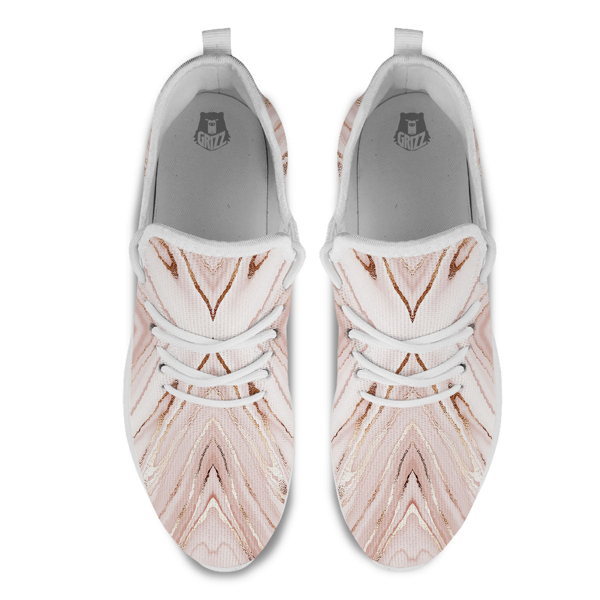 Marble Liquid Pink Gold Print Pattern White Athletic Shoes-grizzshop