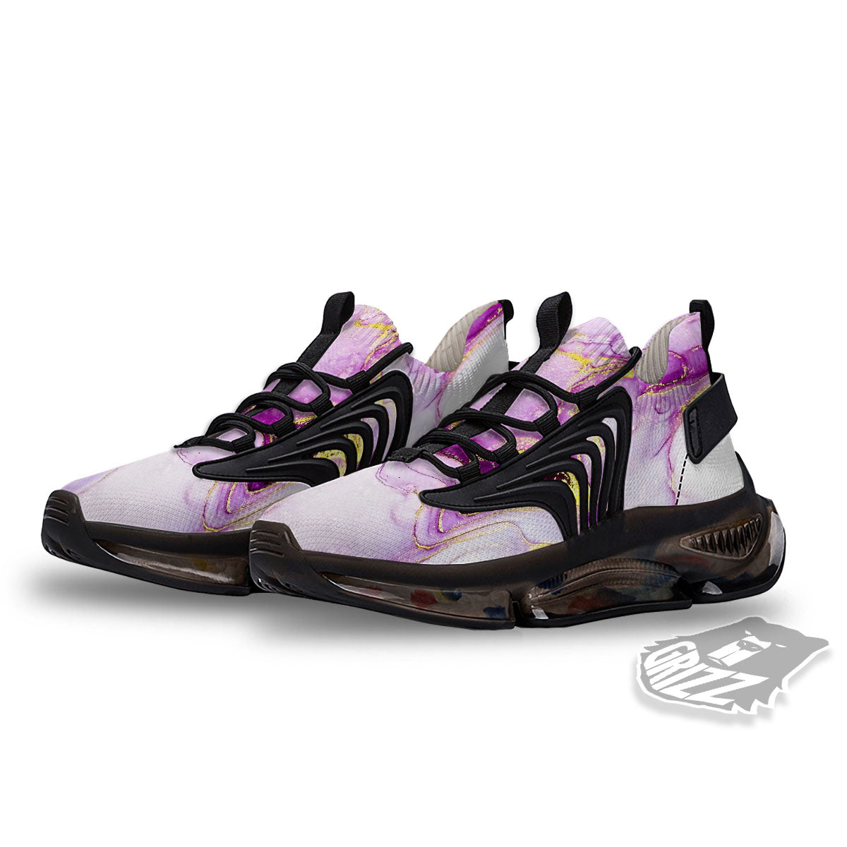 Marble Liquid Purple Print Pattern Black Gym Shoes-grizzshop