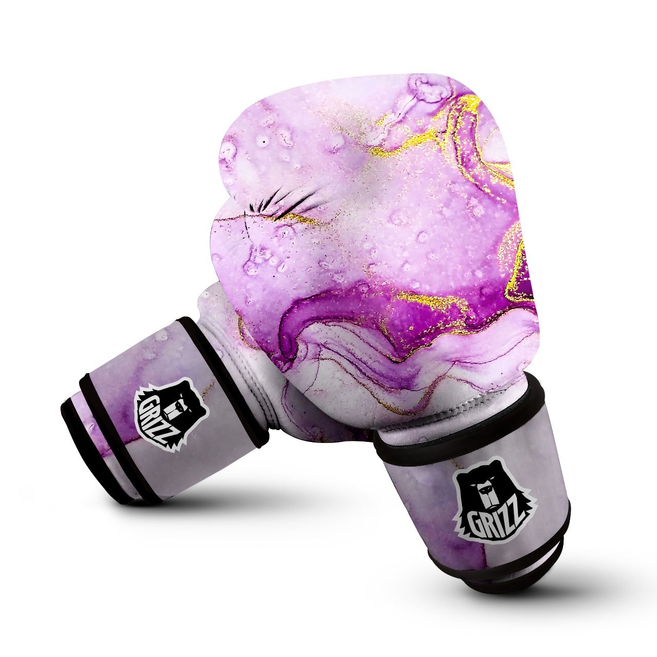 Marble Liquid Purple Print Pattern Boxing Gloves-grizzshop