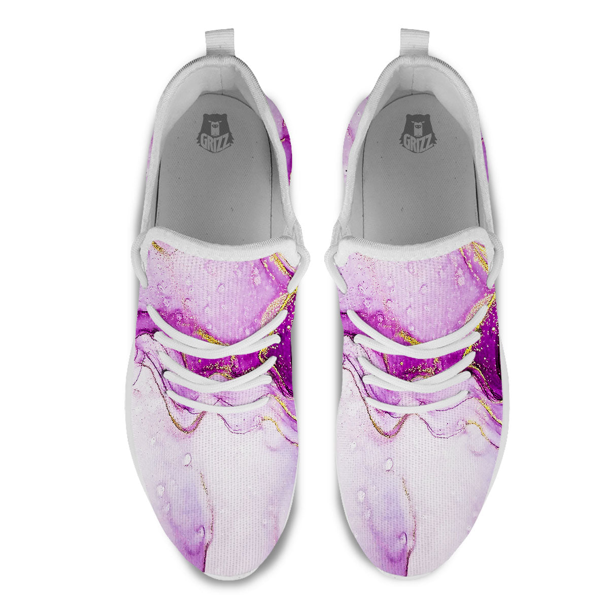 Marble Liquid Purple Print Pattern White Athletic Shoes-grizzshop