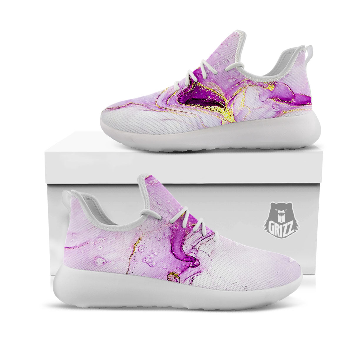 Marble Liquid Purple Print Pattern White Athletic Shoes-grizzshop