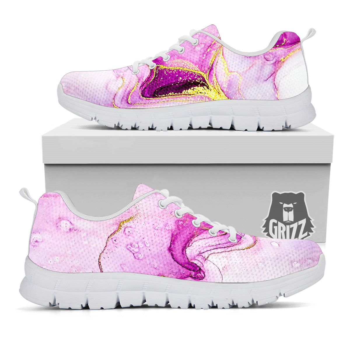Marble Liquid Purple Print Pattern White Sneaker-grizzshop