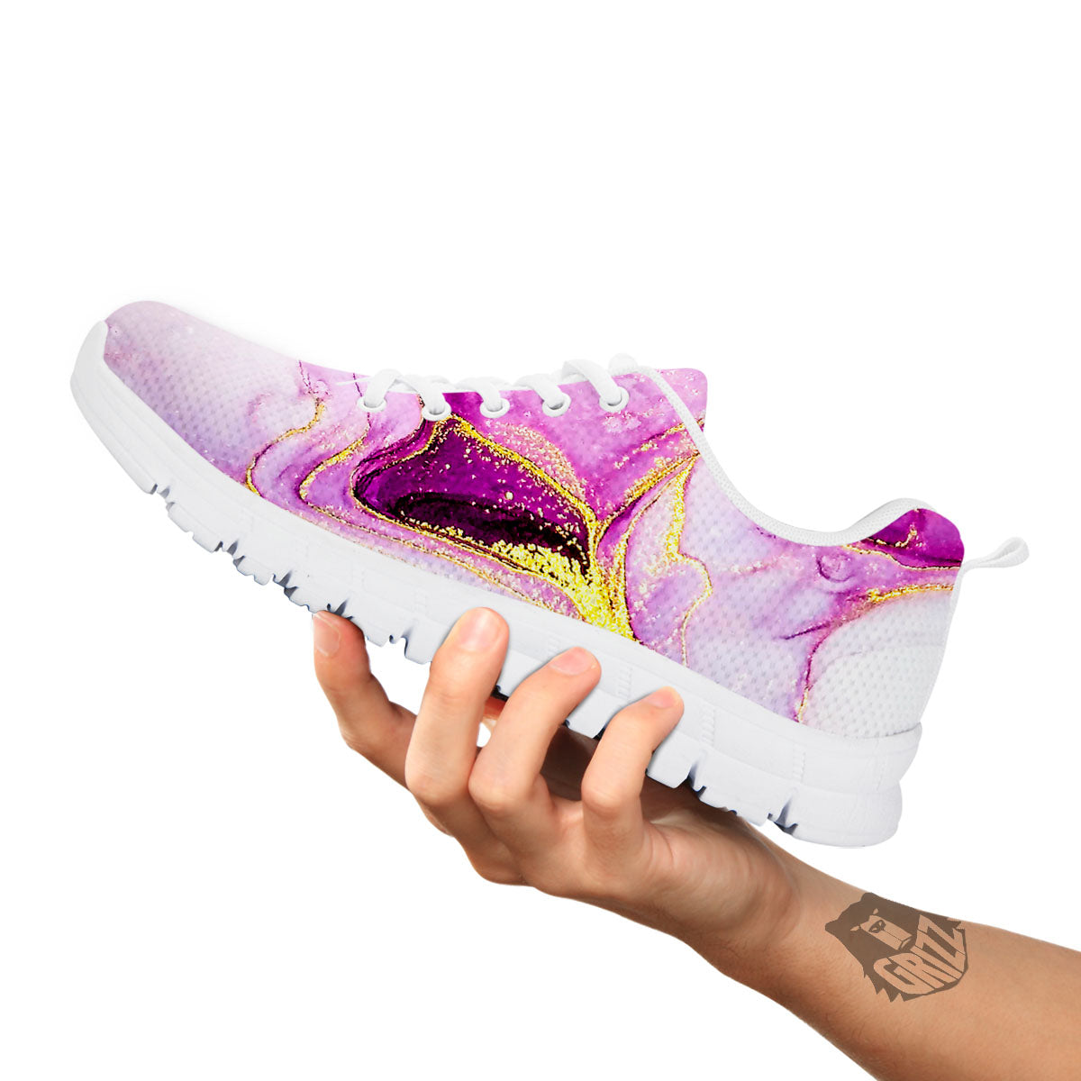 Marble Liquid Purple Print Pattern White Sneaker-grizzshop