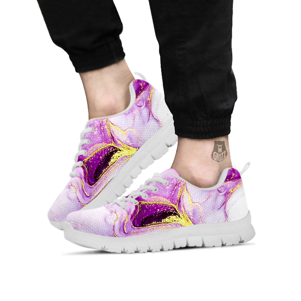 Marble Liquid Purple Print Pattern White Sneaker-grizzshop