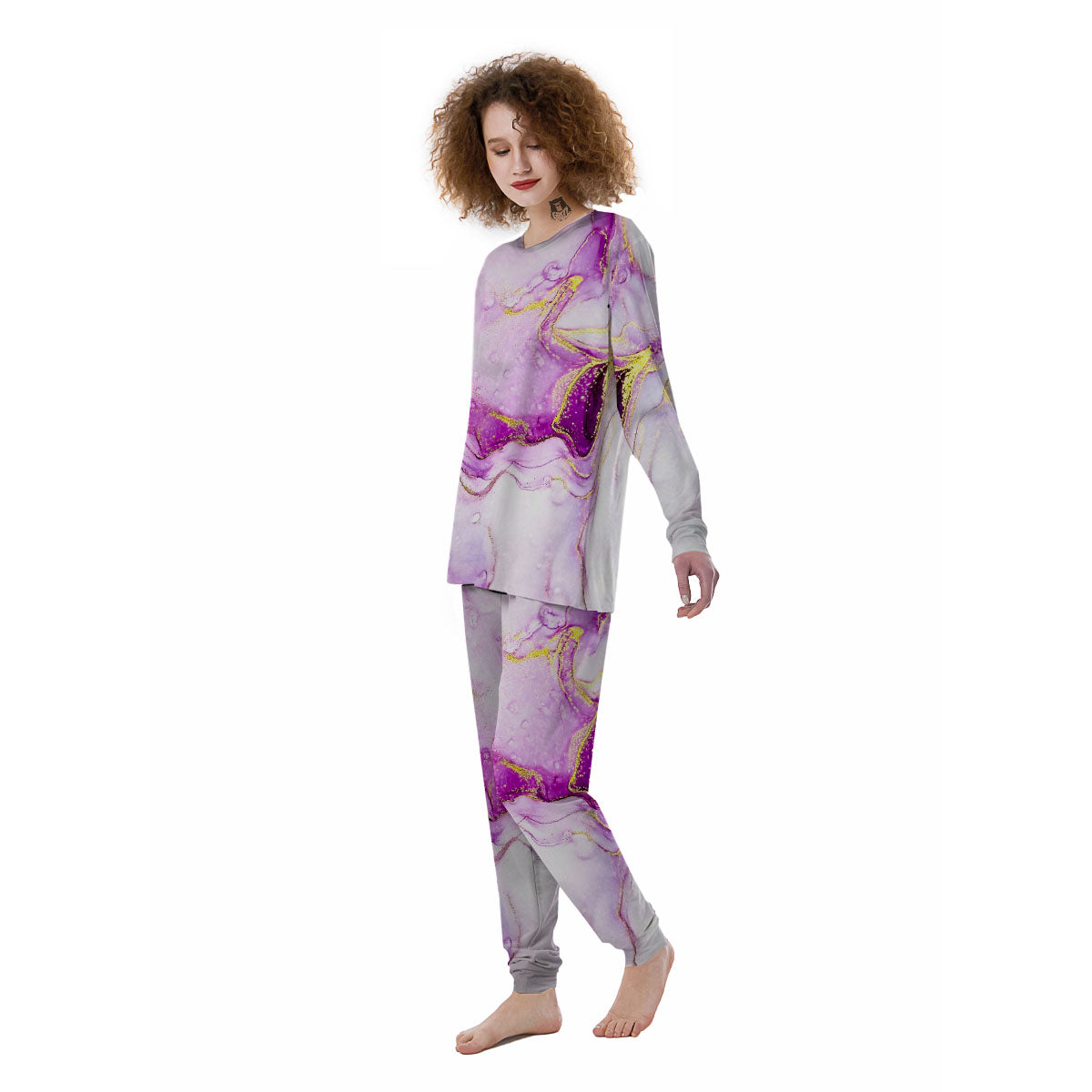 Marble Liquid Purple Print Pattern Women's Pajamas-grizzshop