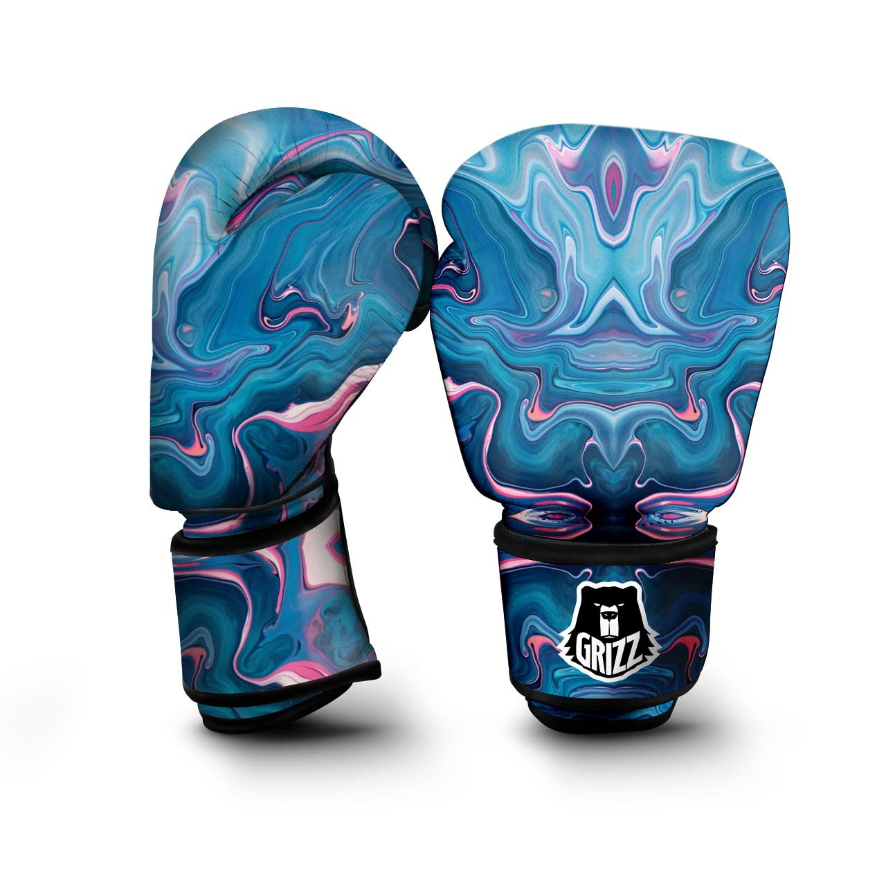 Marble Liquid Teal Pink Print Pattern Boxing Gloves-grizzshop