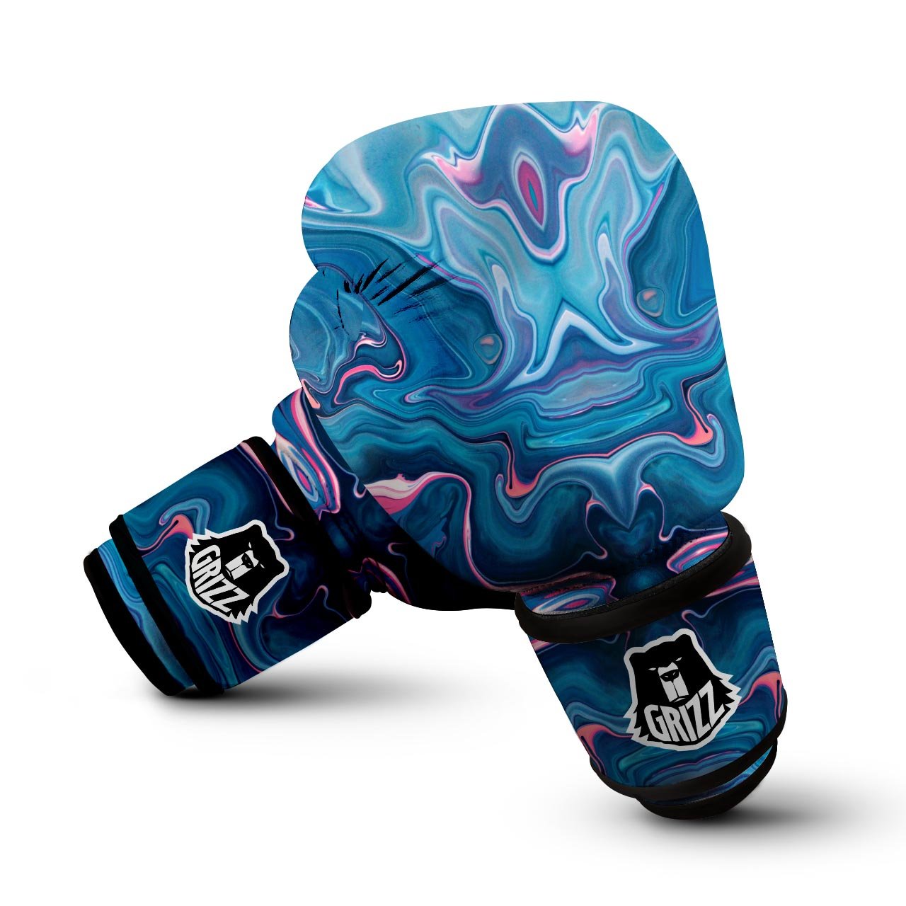 Marble Liquid Teal Pink Print Pattern Boxing Gloves-grizzshop