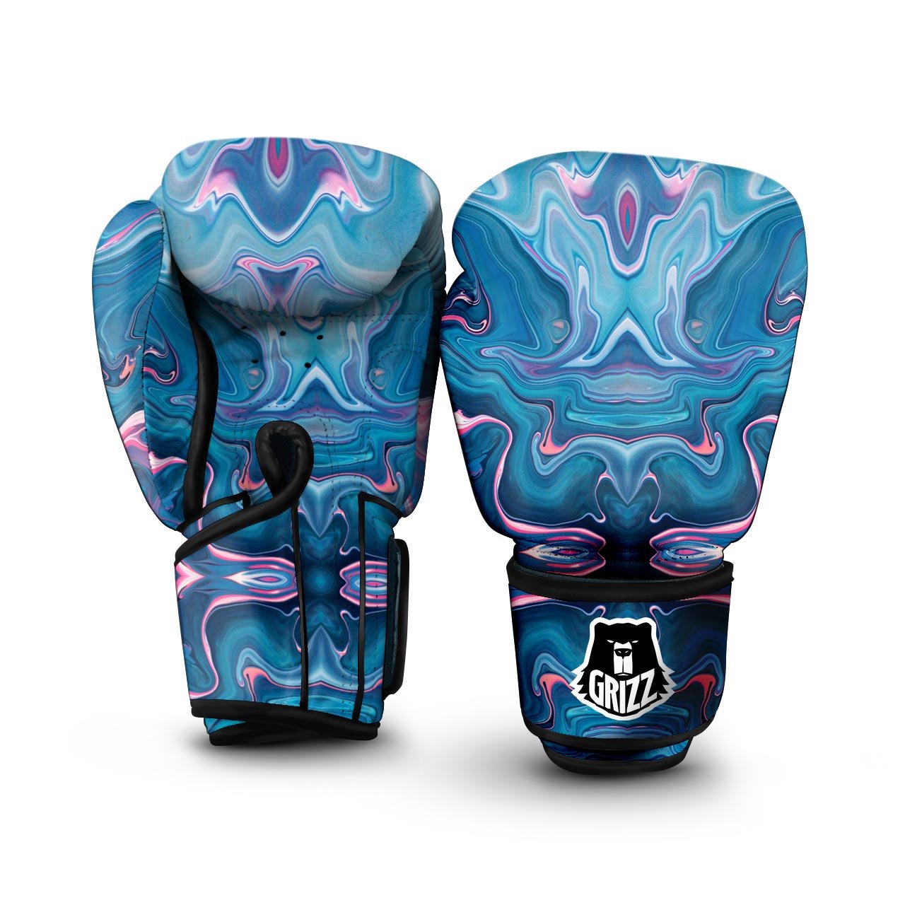 Marble Liquid Teal Pink Print Pattern Boxing Gloves-grizzshop