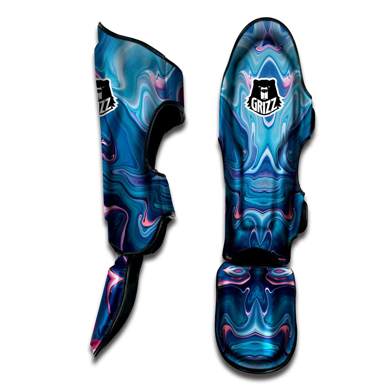 Marble Liquid Teal Pink Print Pattern Muay Thai Shin Guards-grizzshop