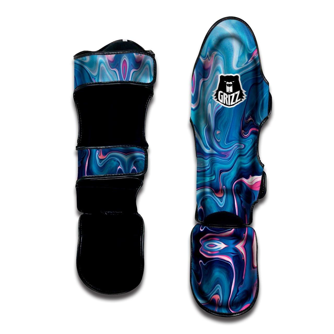 Marble Liquid Teal Pink Print Pattern Muay Thai Shin Guards-grizzshop