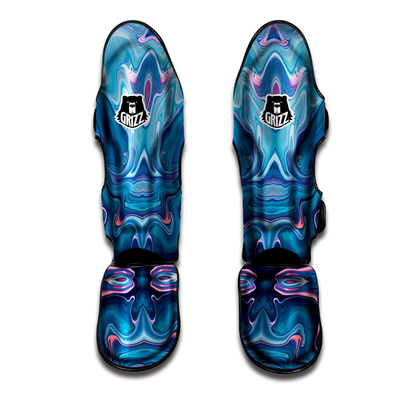 Marble Liquid Teal Pink Print Pattern Muay Thai Shin Guards-grizzshop