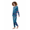 Marble Liquid Teal Pink Print Pattern Women's Pajamas-grizzshop