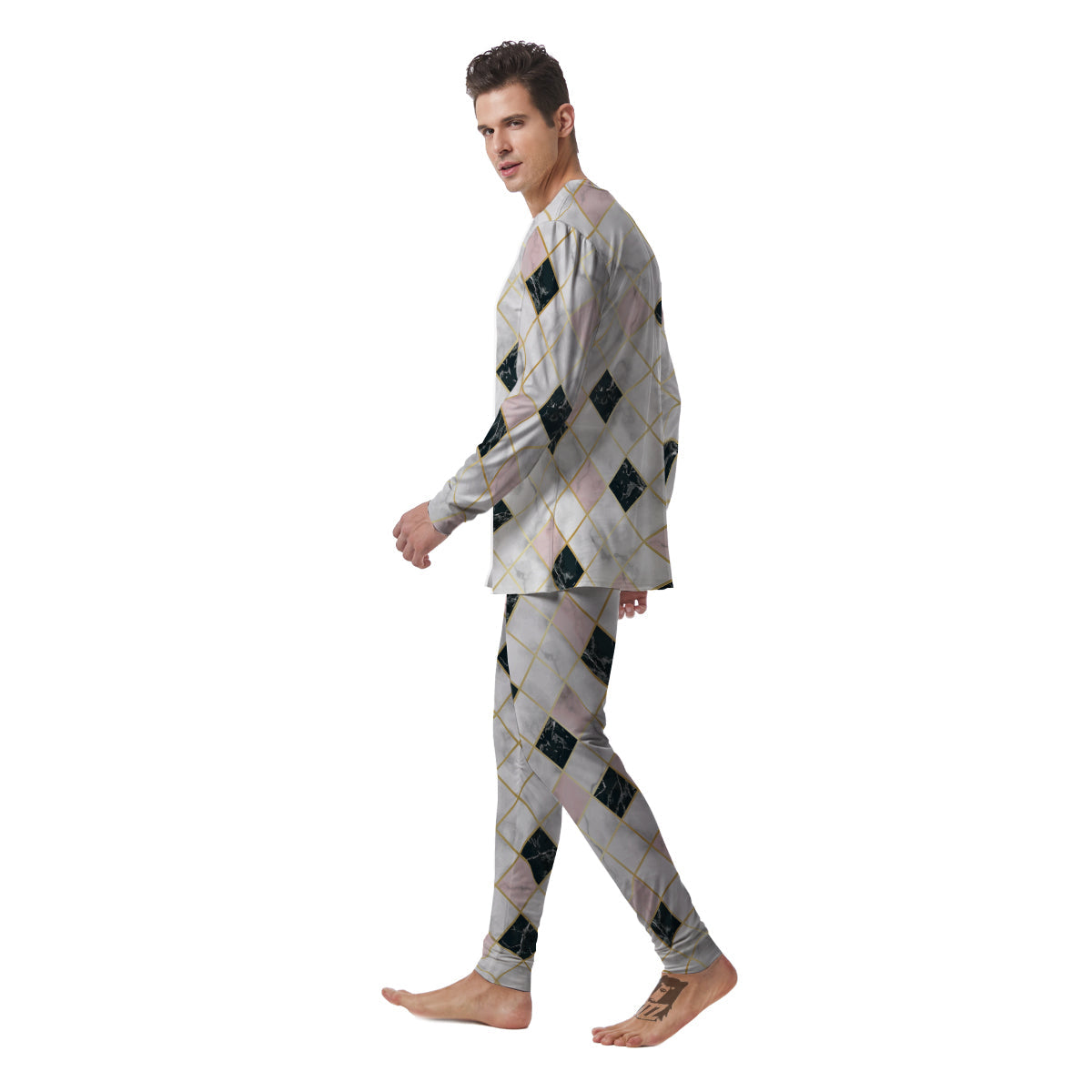 Marble Luxury Geometric Print Men's Pajamas-grizzshop