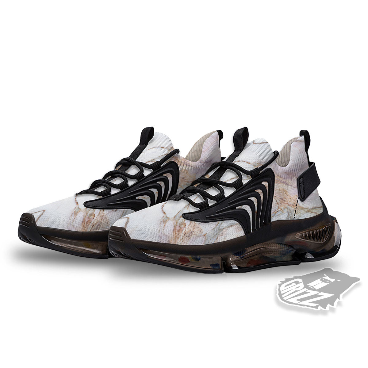 Marble Pink Grey White Print Pattern Black Gym Shoes-grizzshop