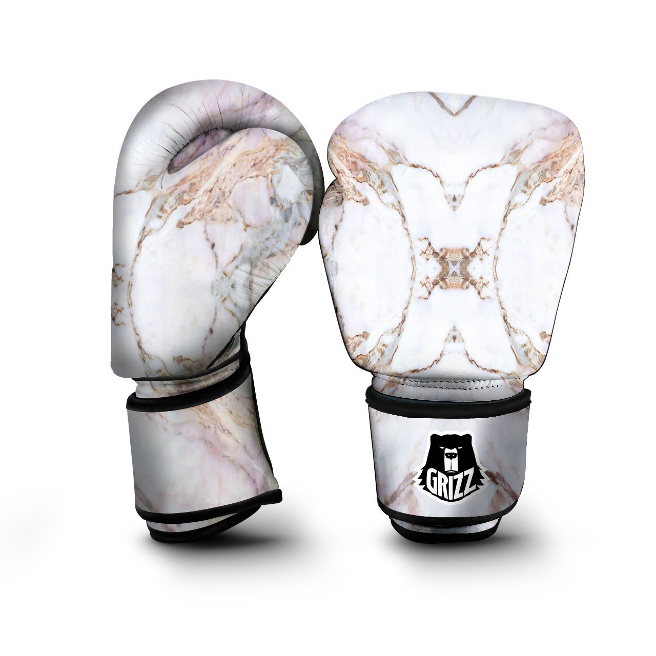 Marble Pink Grey White Print Pattern Boxing Gloves-grizzshop