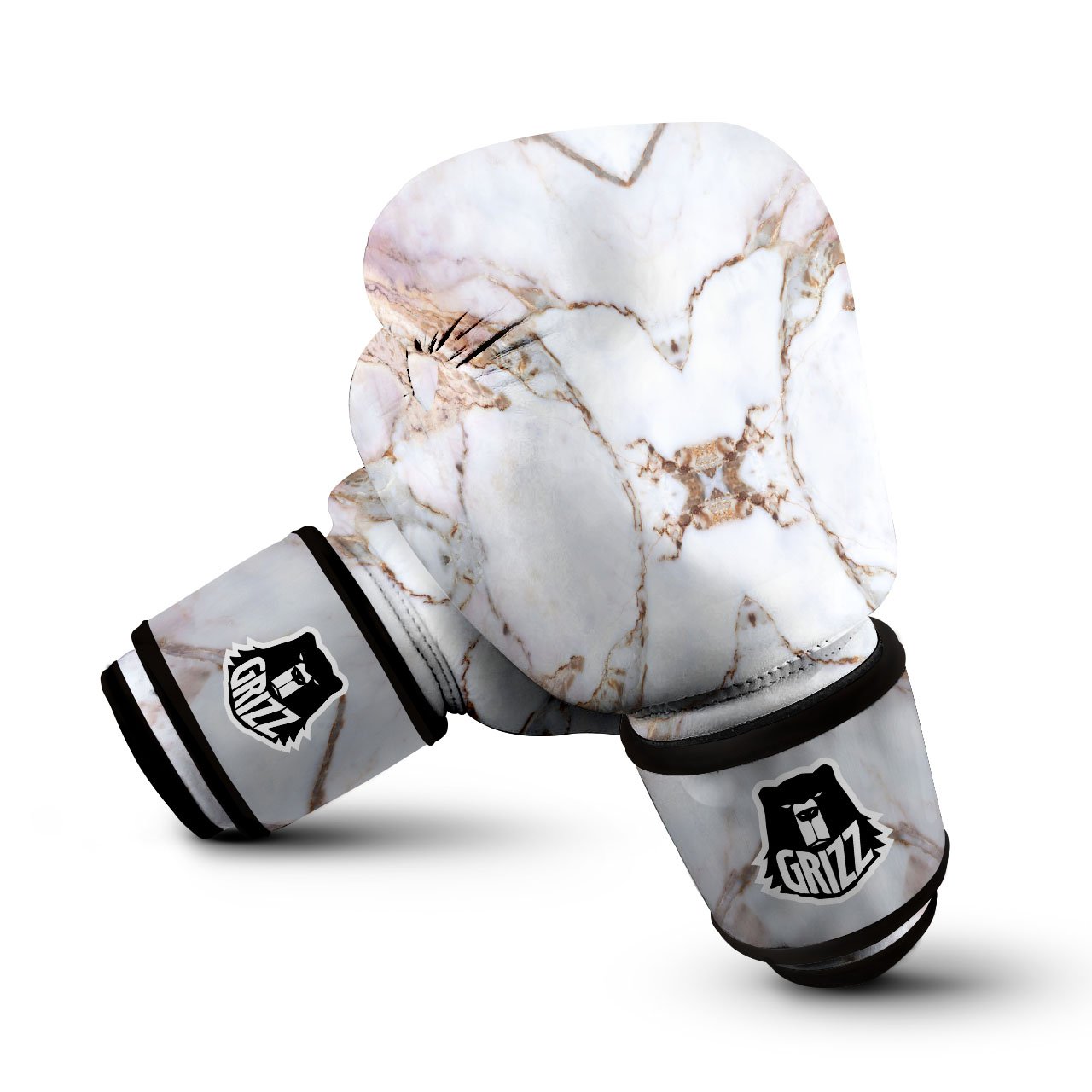 Marble Pink Grey White Print Pattern Boxing Gloves-grizzshop