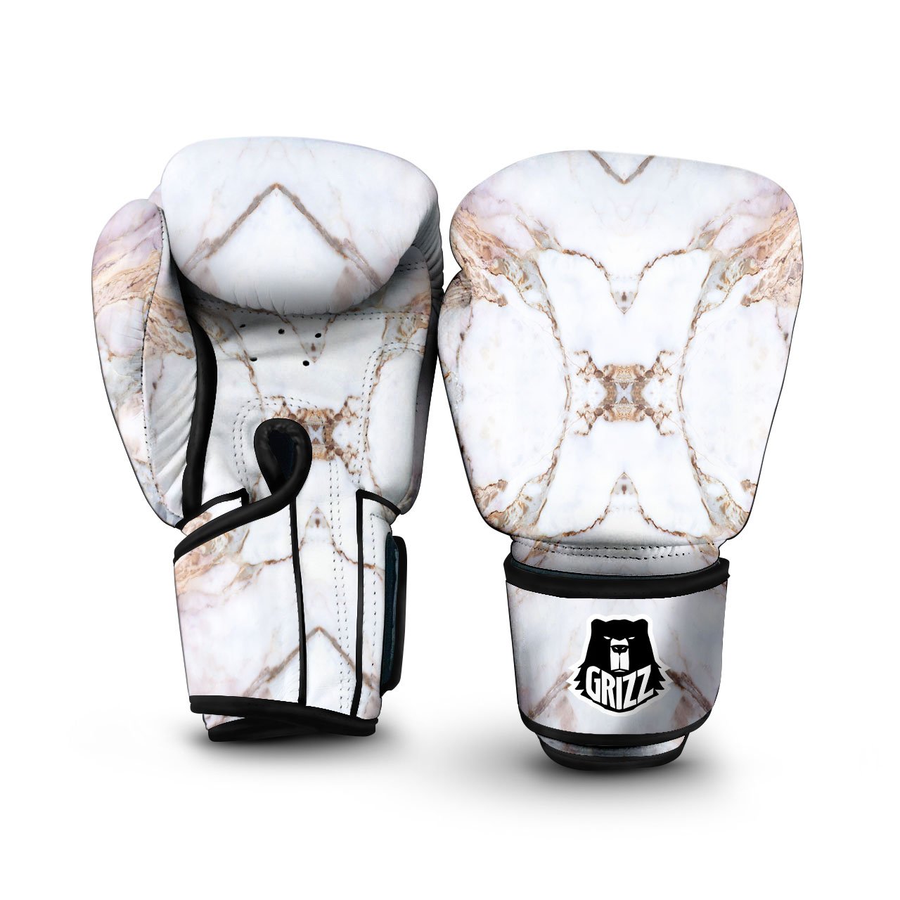 Marble Pink Grey White Print Pattern Boxing Gloves-grizzshop