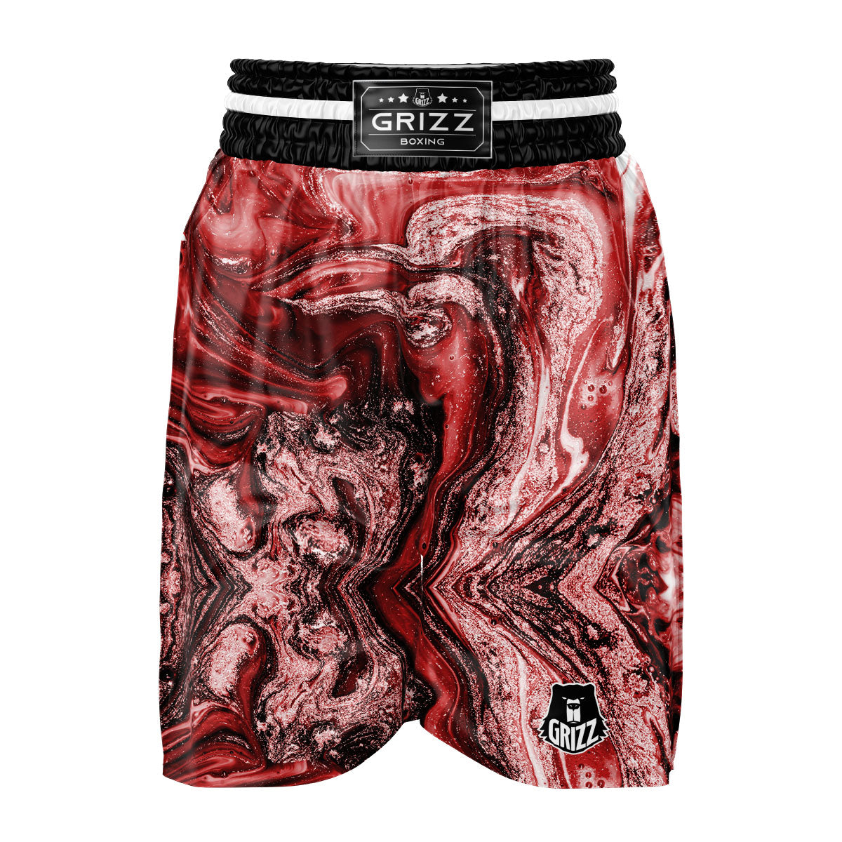 Marble Red Print Pattern Boxing Shorts-grizzshop