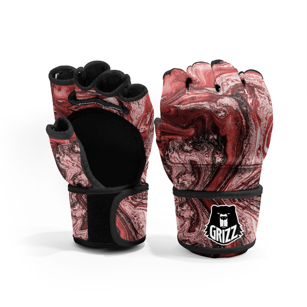 Marble Red Print Pattern MMA Gloves-grizzshop