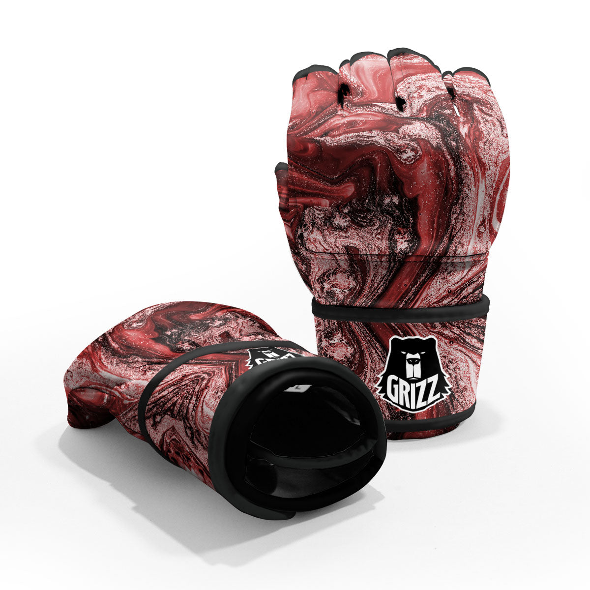 Marble Red Print Pattern MMA Gloves-grizzshop