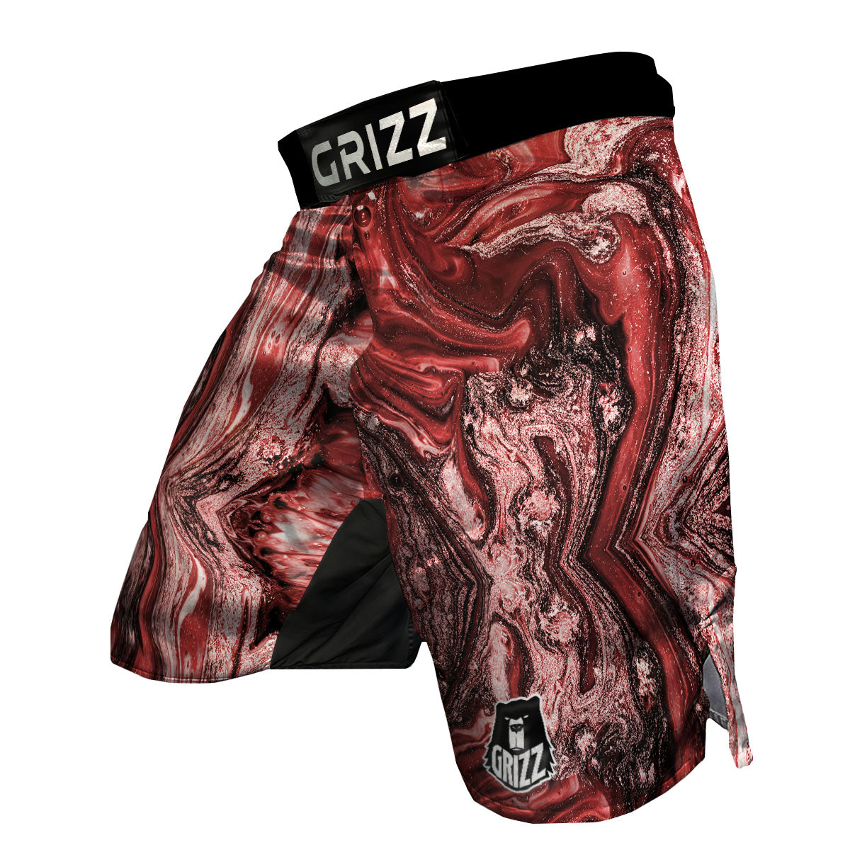 Marble Red Print Pattern MMA Shorts-grizzshop
