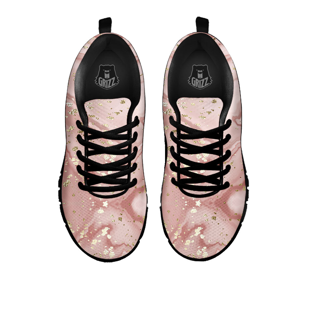 Marble Rose Pink Print Pattern Black Sneaker-grizzshop