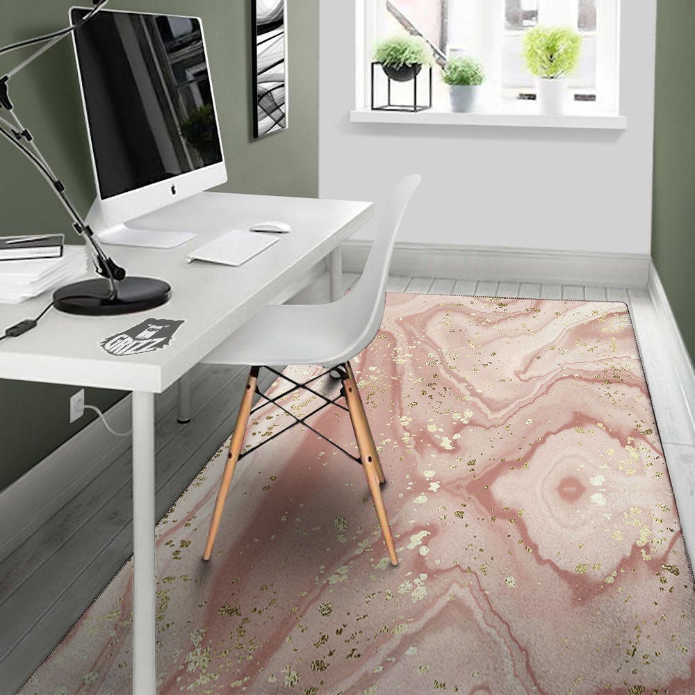 Marble Rose Pink Print Pattern Floor Mat-grizzshop